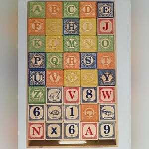 Vintage Uncle Goose Classic Alphabet Blocks, Used, Basswood, 40 Blocks